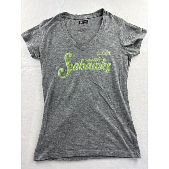 Large grey and green Seattle Seahawks T-Shirt - Picture 1 of 4